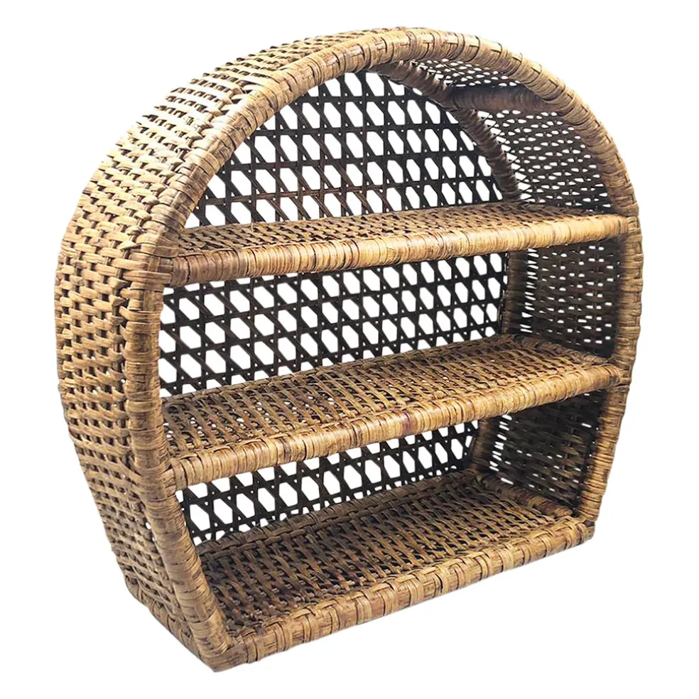 Étagère murale 3 niveaux en rotin brun h41cm - Ednna