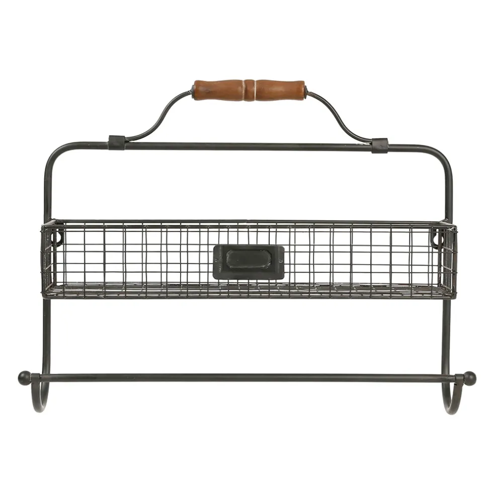 Étagère murale avec dévidoir en fer noir