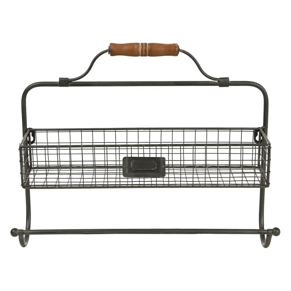 Étagère murale avec dévidoir en fer noir