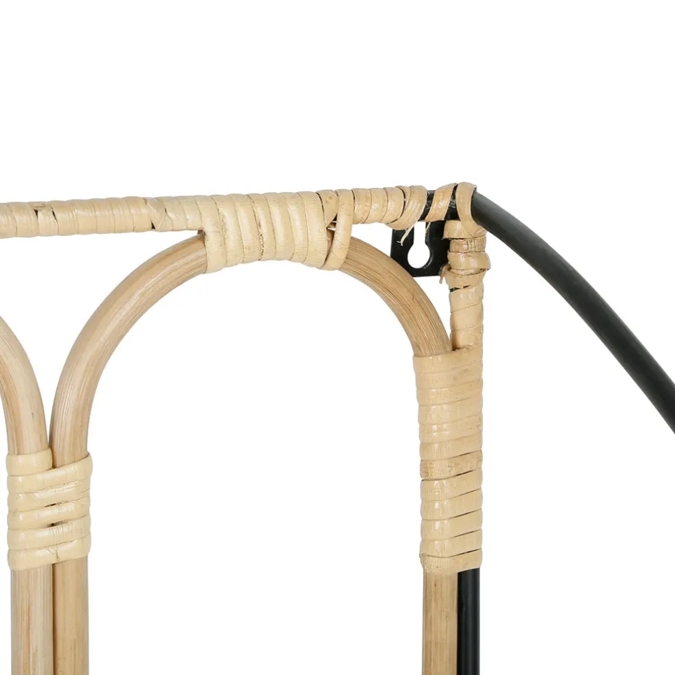 Étagère murale en rotin et fer noir - Monarque