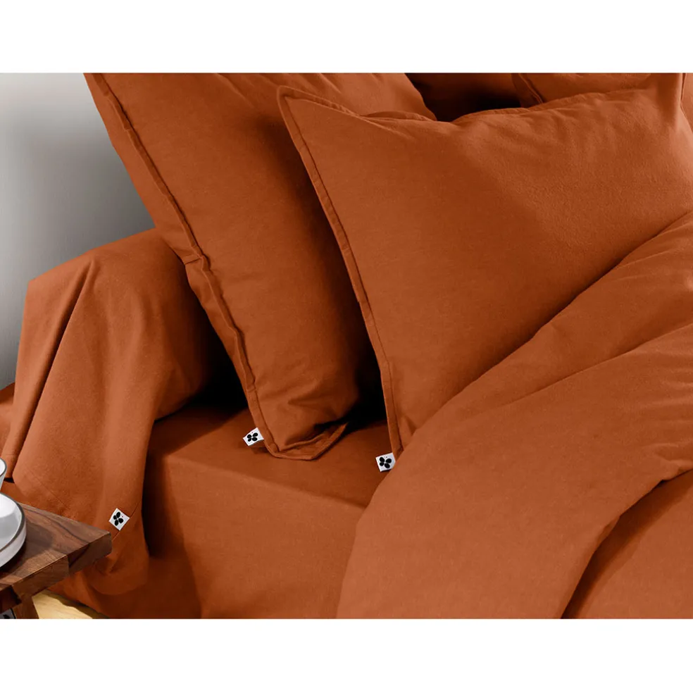 Taie d'oreiller en flanelle tomette 63x63cm - Candice