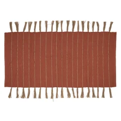 Tapis à franges en coton et jute terracotta 140x70cm - Kolore