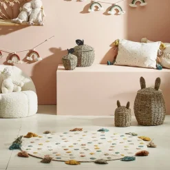 Tapis à pois tufté multicolore d100cm coton - sweet dream