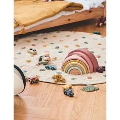 Tapis à pois tufté multicolore d100cm coton - sweet dream