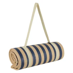 Tapis de plage en tissu rayé indigo et naturel 180x120cm - Medi