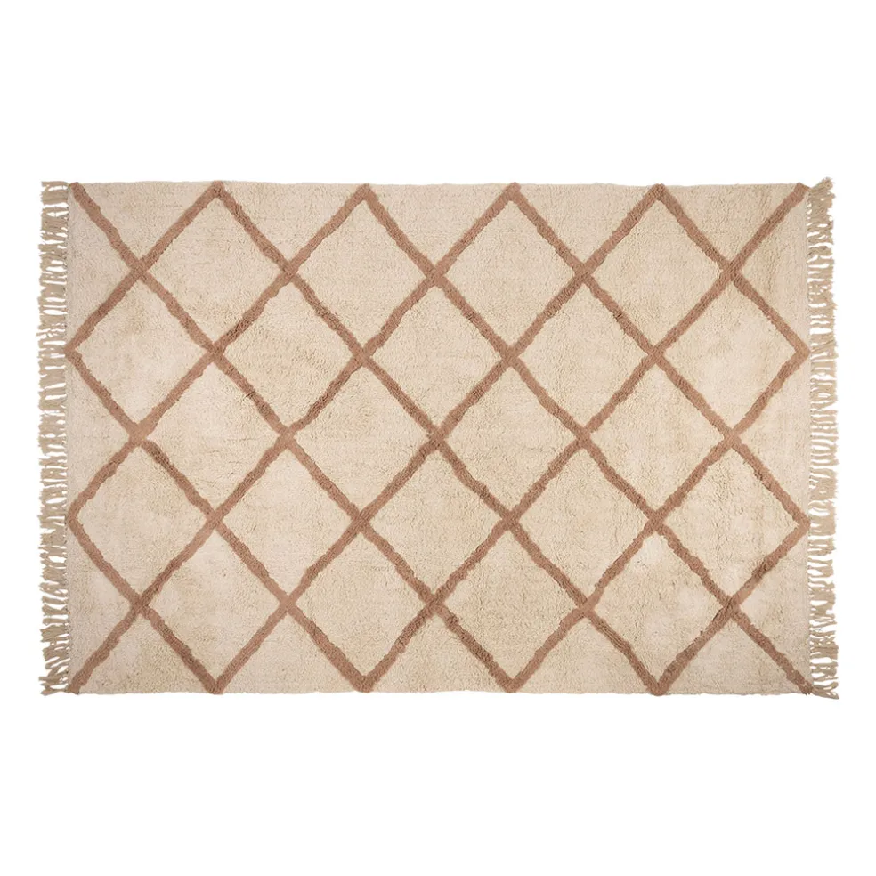 Tapis en coton blanc 230x160cm - Géométrique