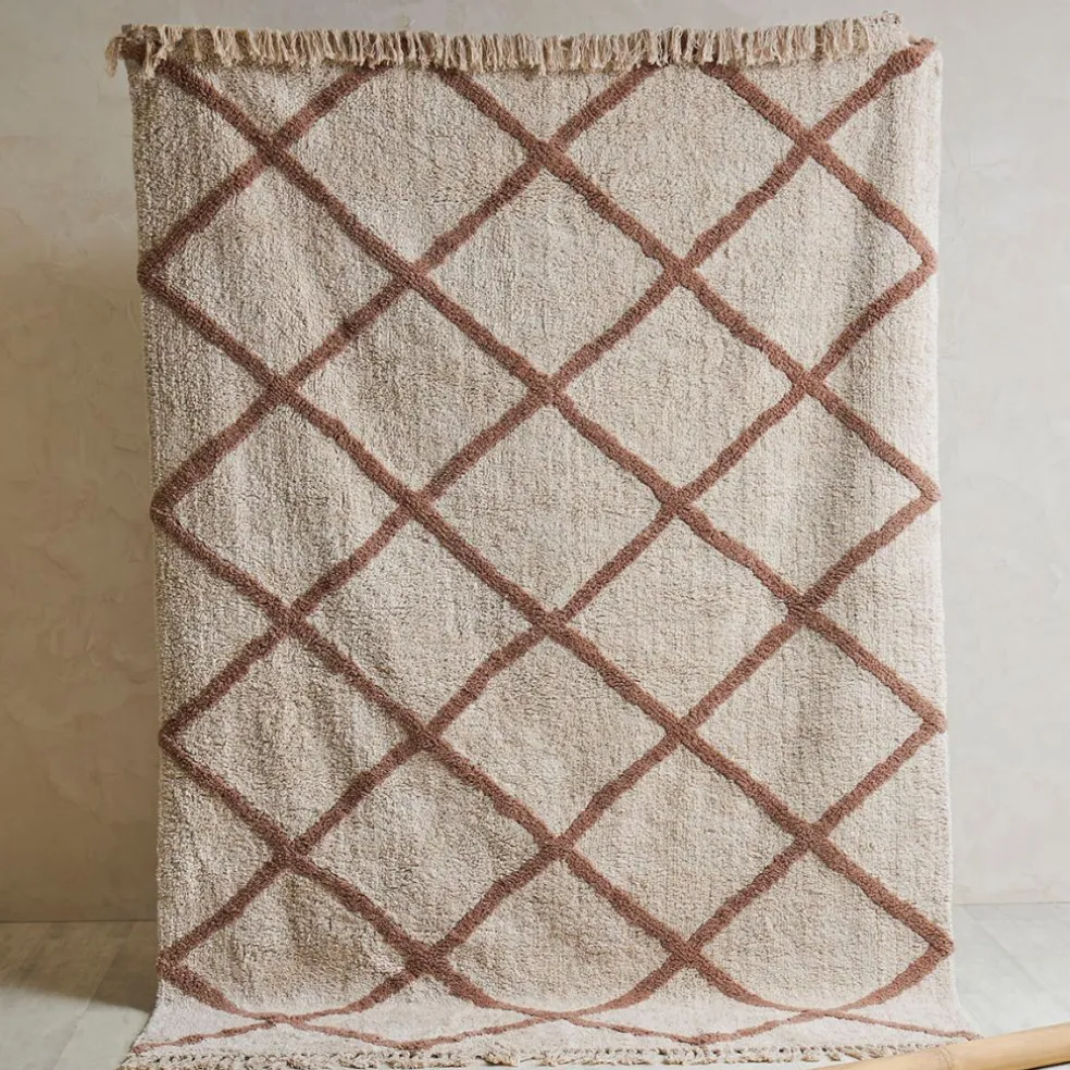 Tapis en coton blanc 230x160cm - Géométrique