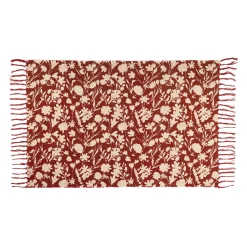 Tapis floral en coton rouge 120x80cm