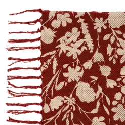 Tapis floral en coton rouge 120x80cm