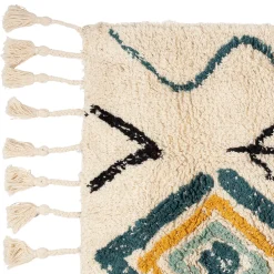 Tapis karres naturel et bleu 70x145cm