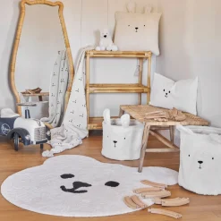 Tapis ours en coton blanc et noir - Songes