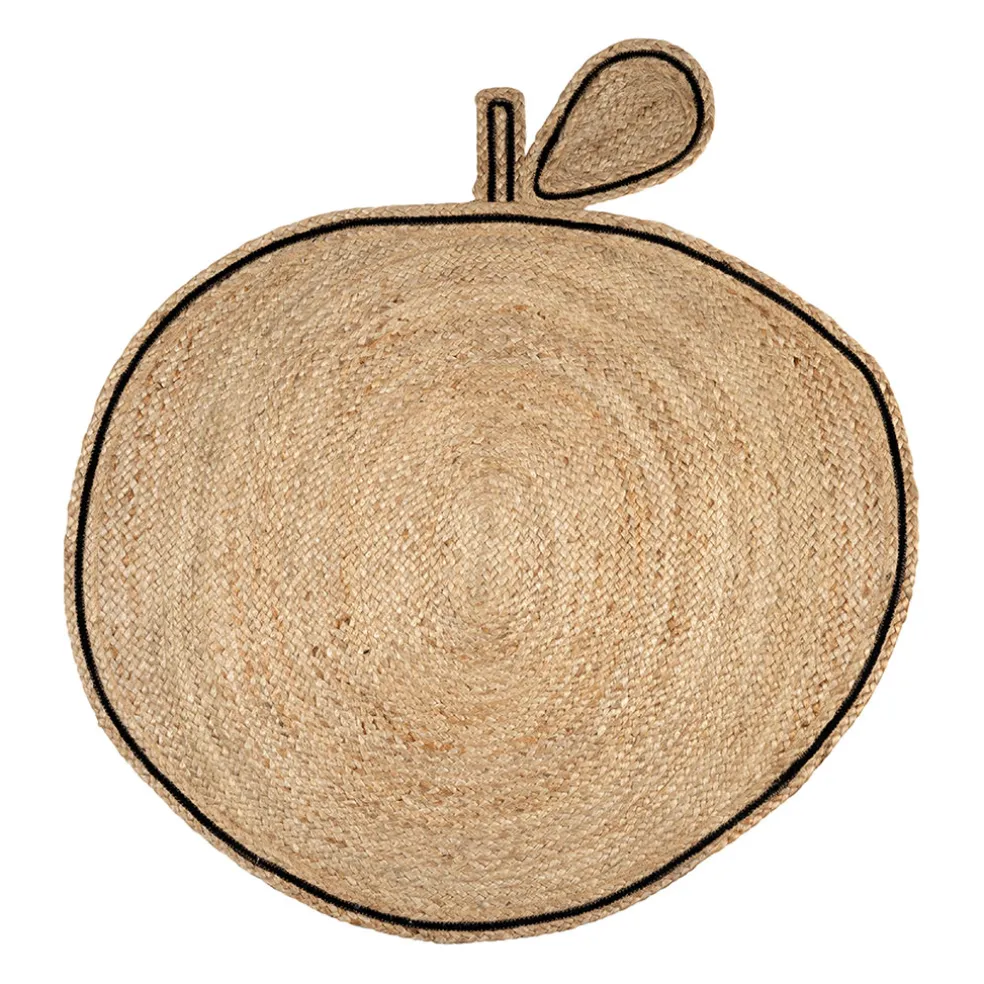 Tapis pomme en jute et coton naturel d100cm - Les fruits