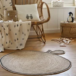 Tapis pomme en jute et coton naturel d100cm - Les fruits