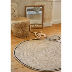 Tapis pomme en jute et coton naturel d100cm - Les fruits