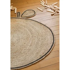 Tapis pomme en jute et coton naturel d100cm - Les fruits