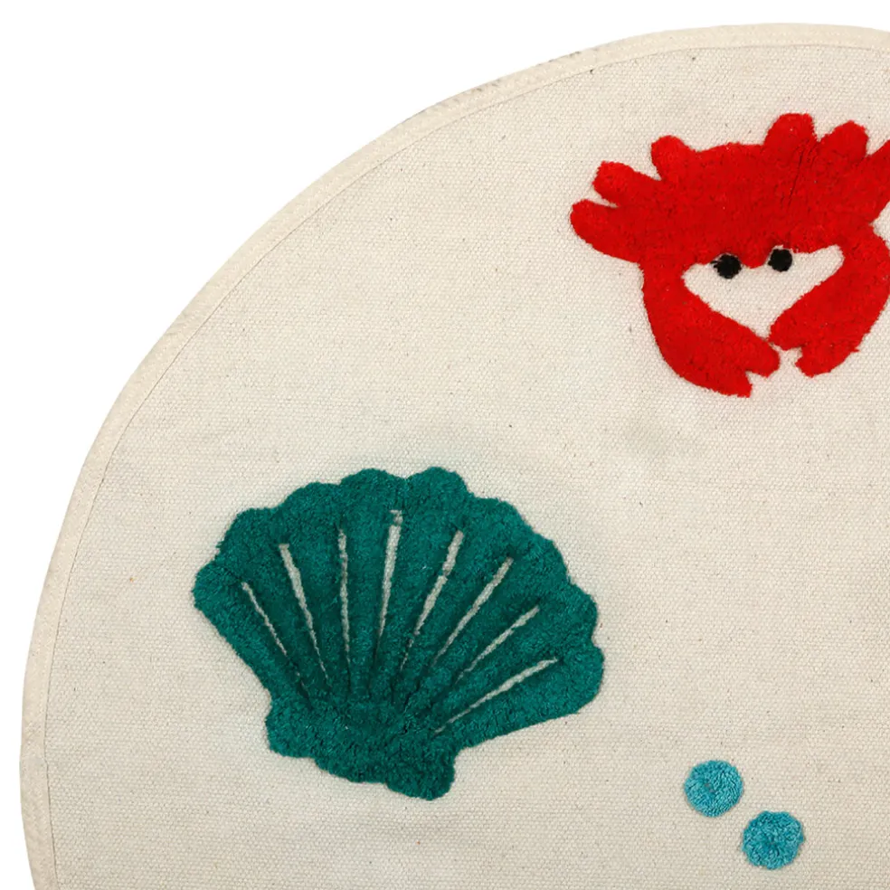 Tapis rond en coton tufté multicolore d92cm - Océan