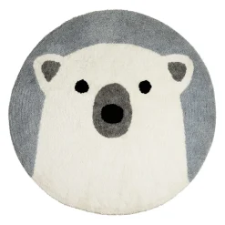 Tapis rond ours tufté en coton banc et bleu d120cm - Banquise