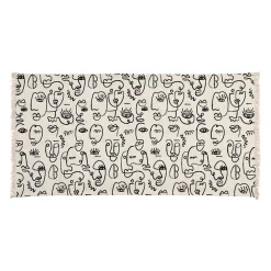 Tapis visage écru et noir 140x70cm - terre brulée