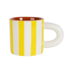 Tasse à café en grès rayée jaune et blanc 17cl - Alaria