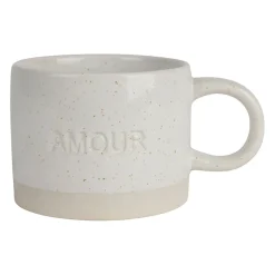 Tasse à thé amour en grès écru moucheté 30cl