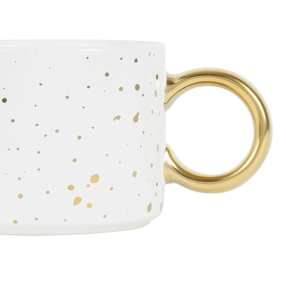 Tasse à thé en grès blanc mat et doré 30cl - Astre