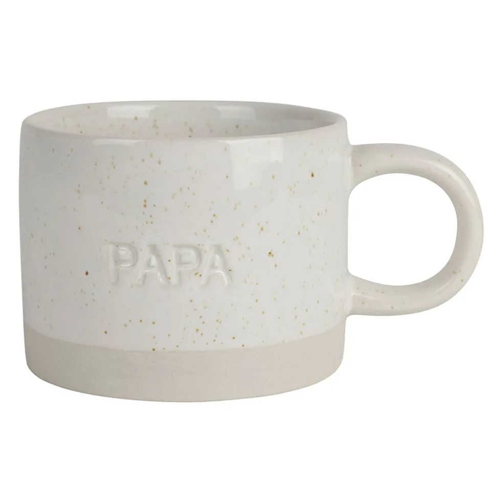 Tasse à thé papa en grès écru moucheté 30cl