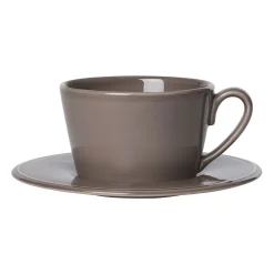 Tasse avec sous-tasse en faïence poivre - constance