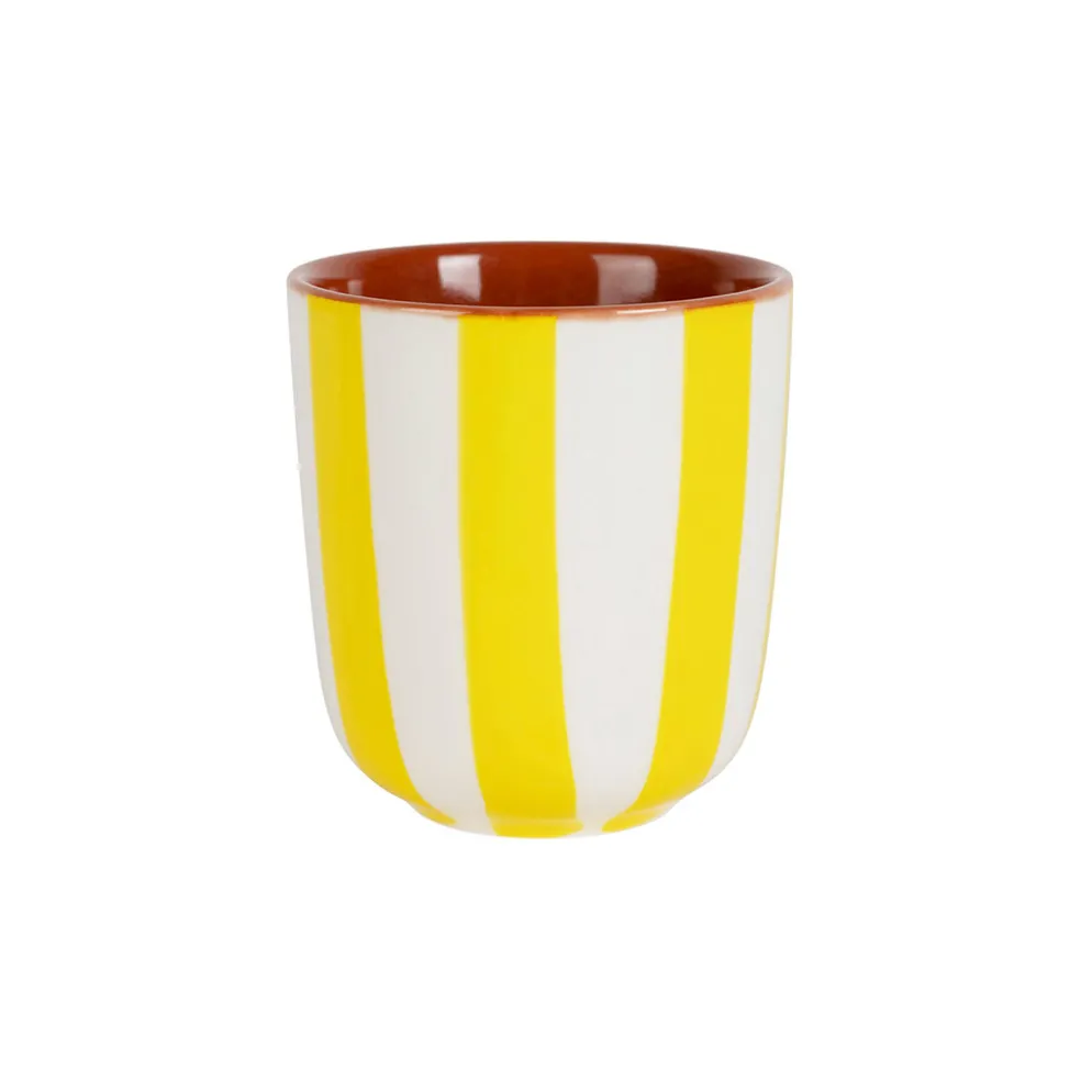 Tasse en grès rayée jaune et blanc 10cl - Alaria
