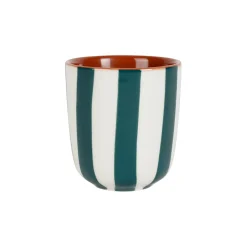 Tasse en grès rayée émeraude et blanc 10cl - Alaria