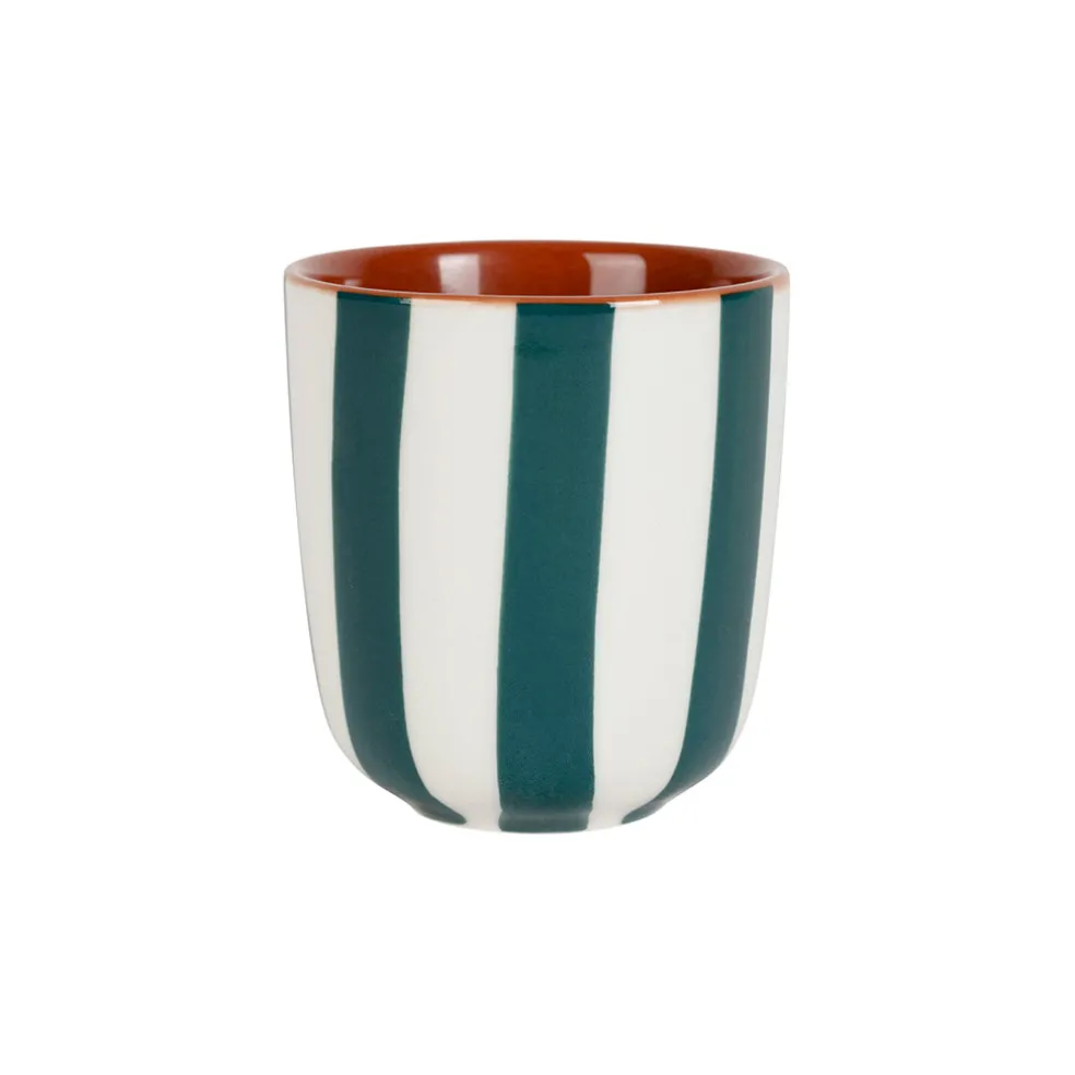 Tasse en grès rayée émeraude et blanc 10cl - Alaria