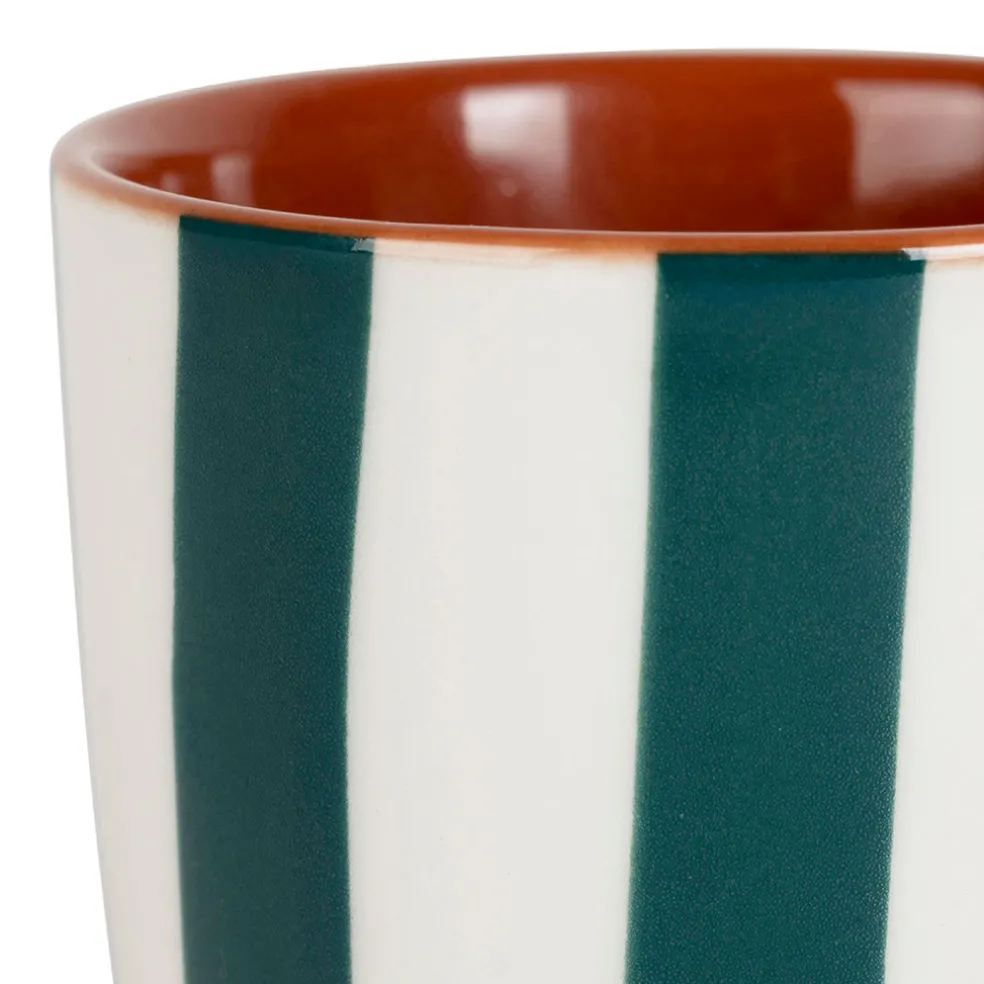 Tasse en grès rayée émeraude et blanc 10cl - Alaria
