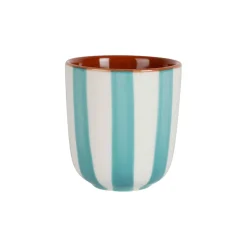Tasse en grès rayée turquoise et blanc 10cl - Alaria
