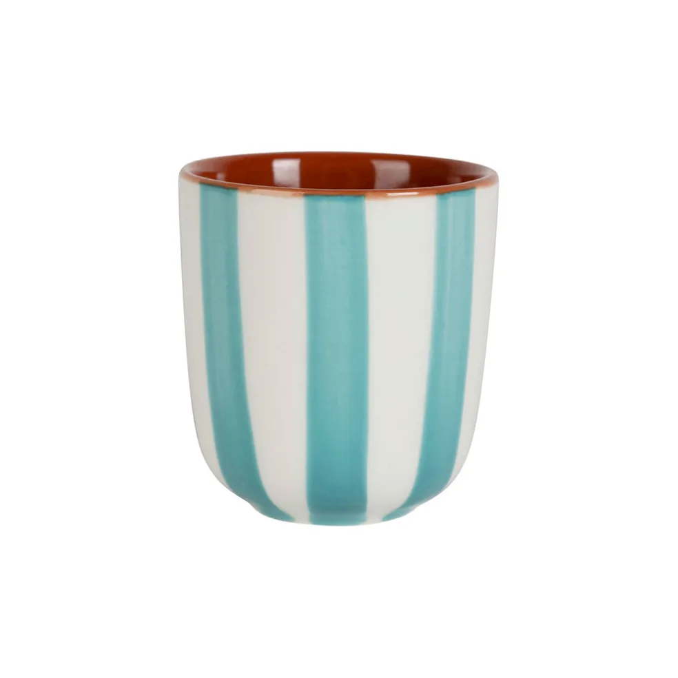 Tasse en grès rayée turquoise et blanc 10cl - Alaria