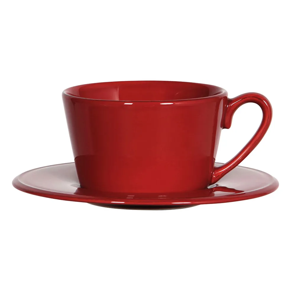 Tasse et sous tasse en faïence rouge - constance