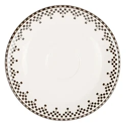 Tasse et sous tasse en faïence anthracite 50cl - Damier