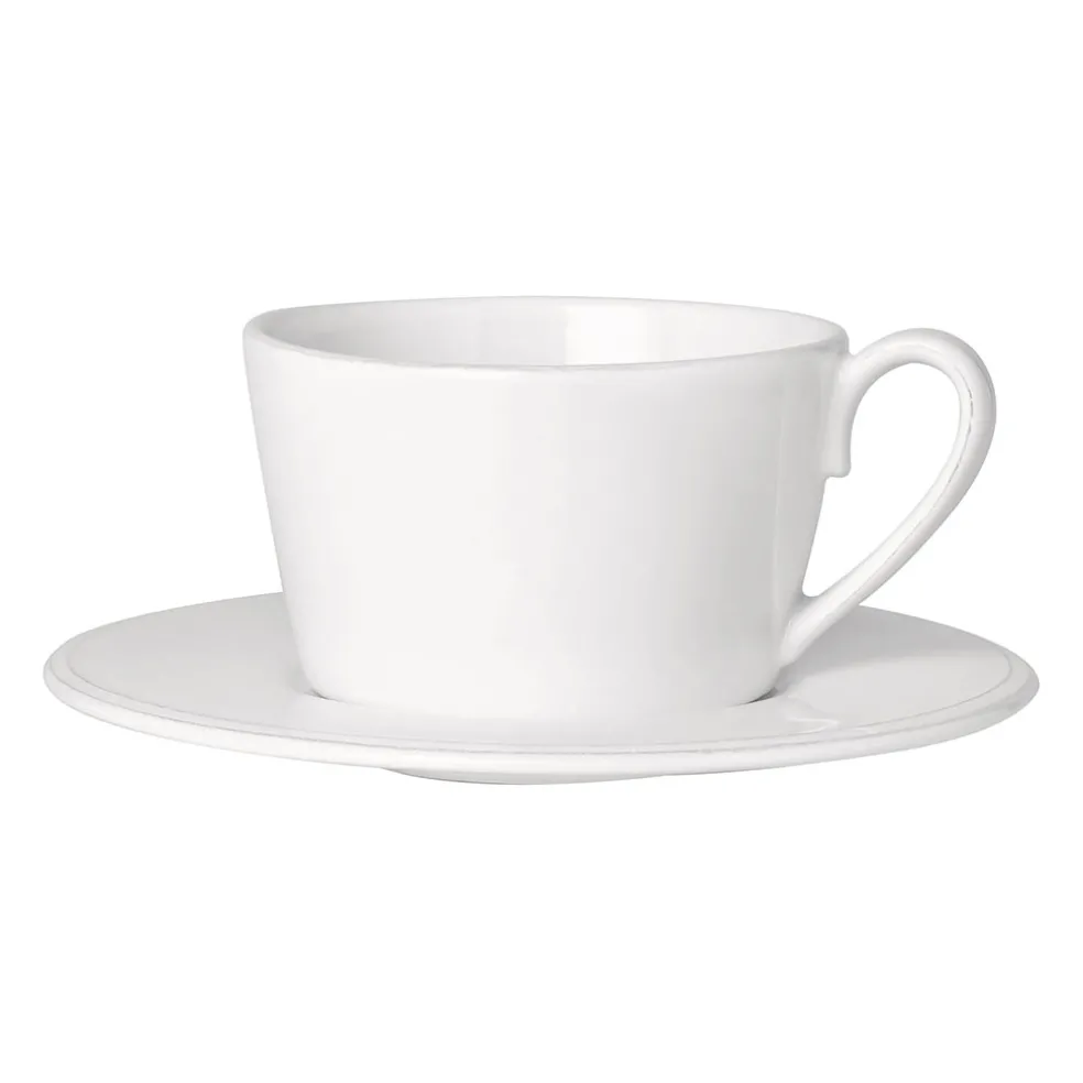 Tasse et sous-tasse en faience blanche - constance