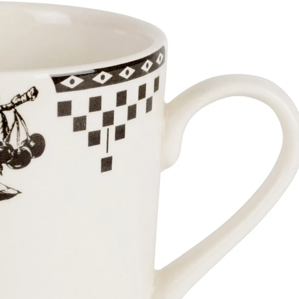 Tasse haute en faïence anthracite 34.5cl - Damier