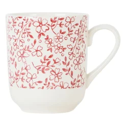 Tasse haute en faîence bordeaux - p'tites fleurs