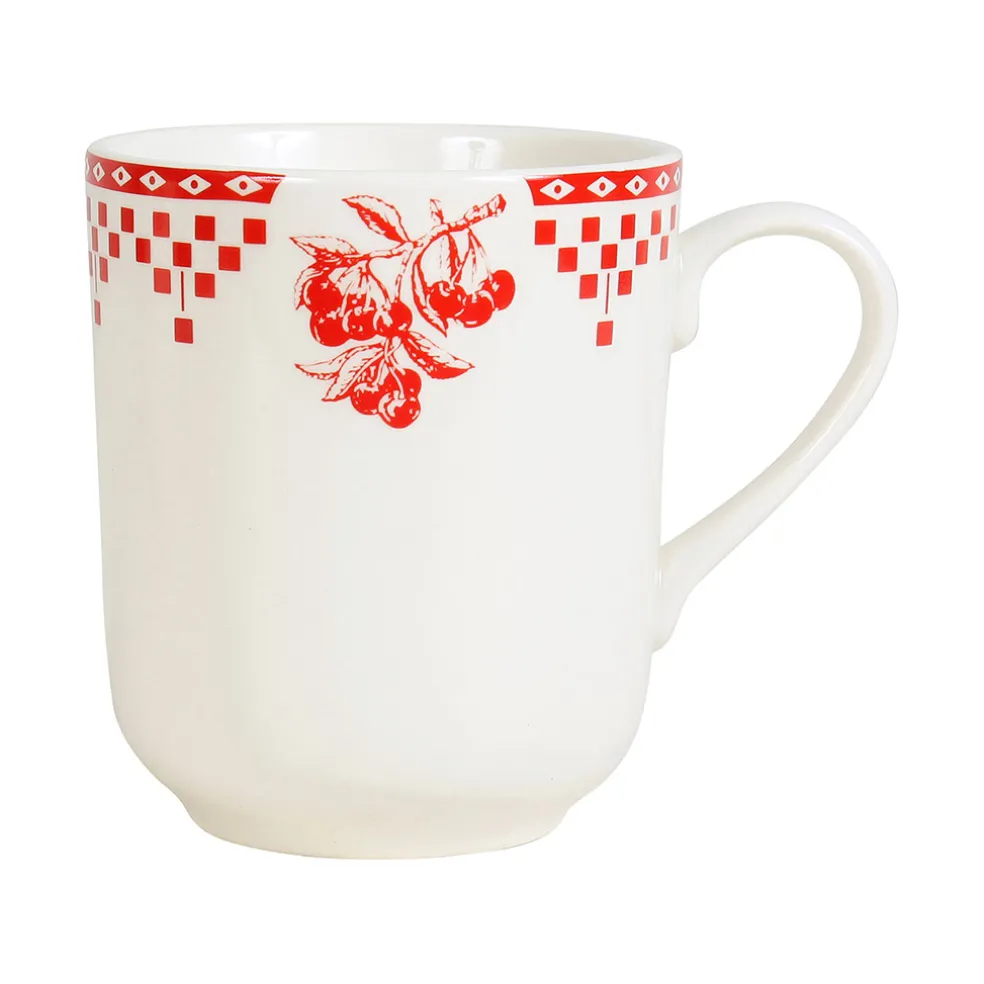 Tasse haute en faïence damier rouge - campagne