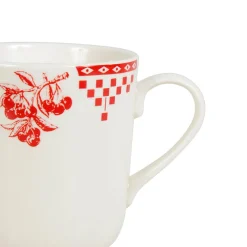Tasse haute en faïence damier rouge - campagne