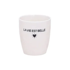 Tasse La vie est belle en céramique blanc 18cl