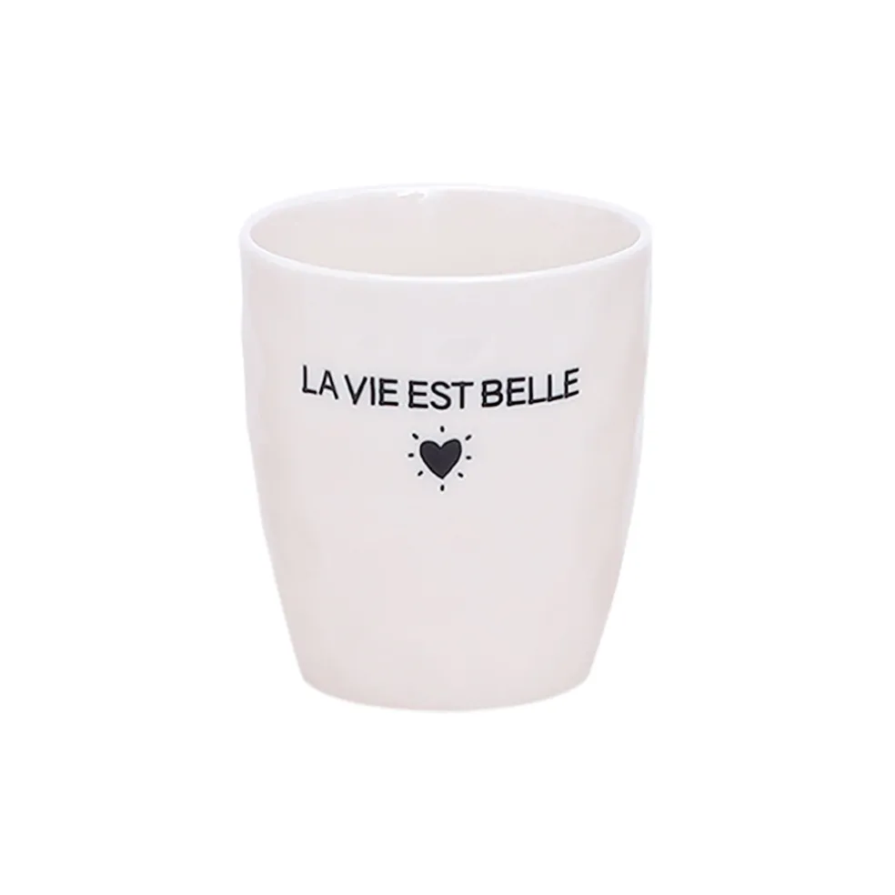 Tasse La vie est belle en céramique blanc 18cl