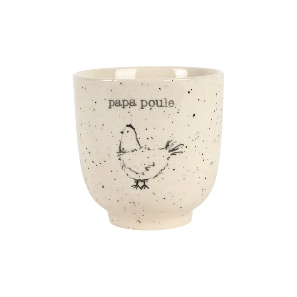 Tasse Papa en grès blanc moucheté 15cl - La Ferme