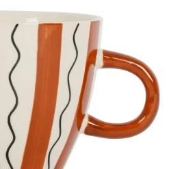 Tasses à déjeuner x3 rayés terracotta 60cl en grès - madeira