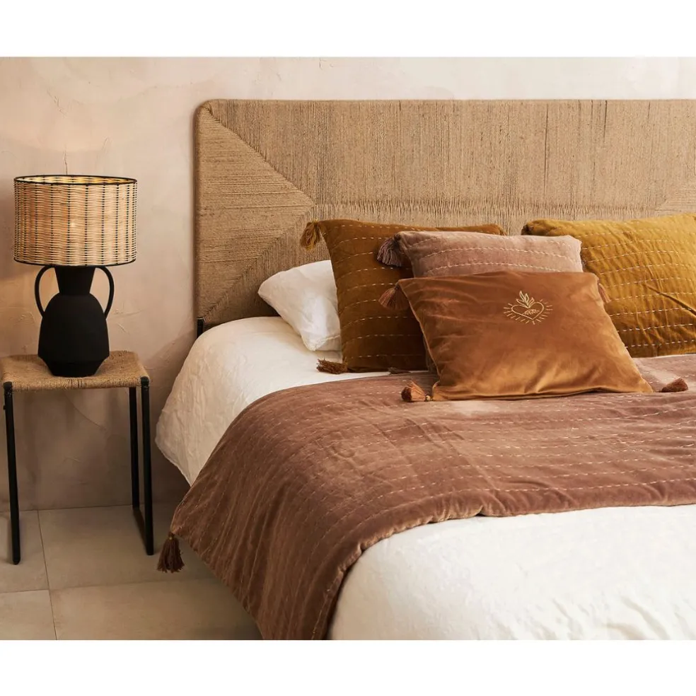 Tete lit en jute naturel et fer noir 160x98cm - Maderia