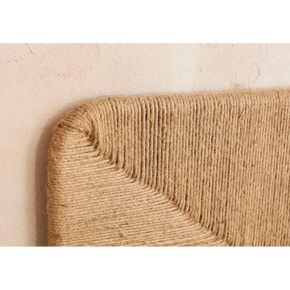 Tete lit en jute naturel et fer noir 160x98cm - Maderia