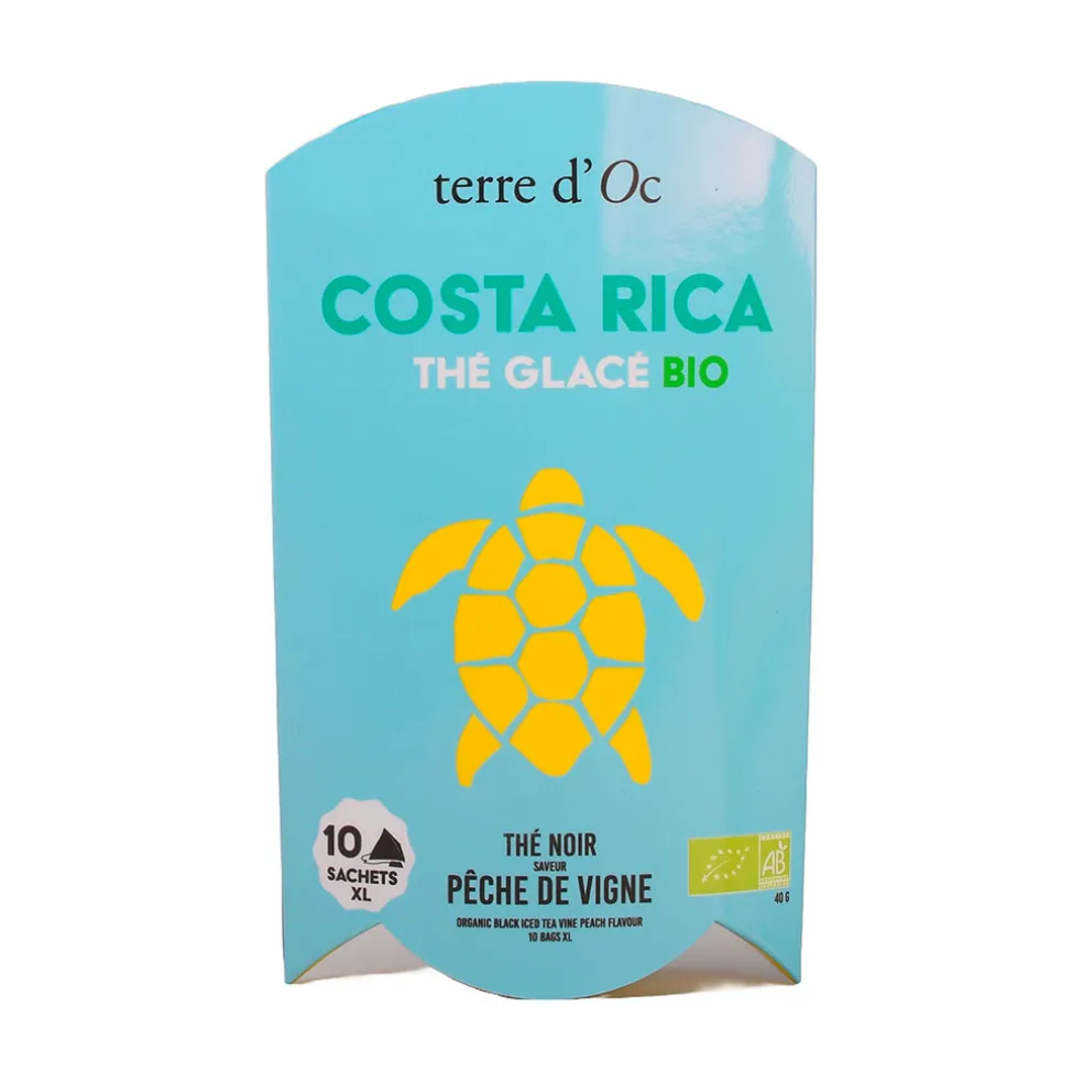 Thé noir glacé bio saveur pêche de vigne costa rica