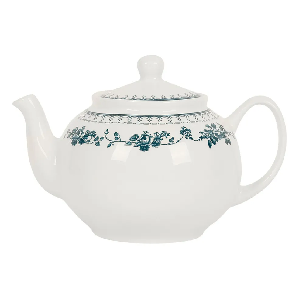 Theiere anglaise en faïence blanc et bleu ancien - Faustine