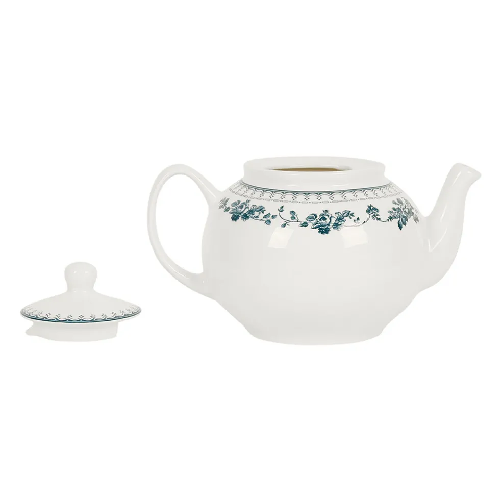 Theiere anglaise en faïence blanc et bleu ancien - Faustine