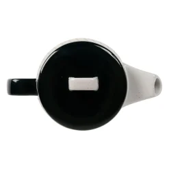 Theiere en grès banc et beige - courba